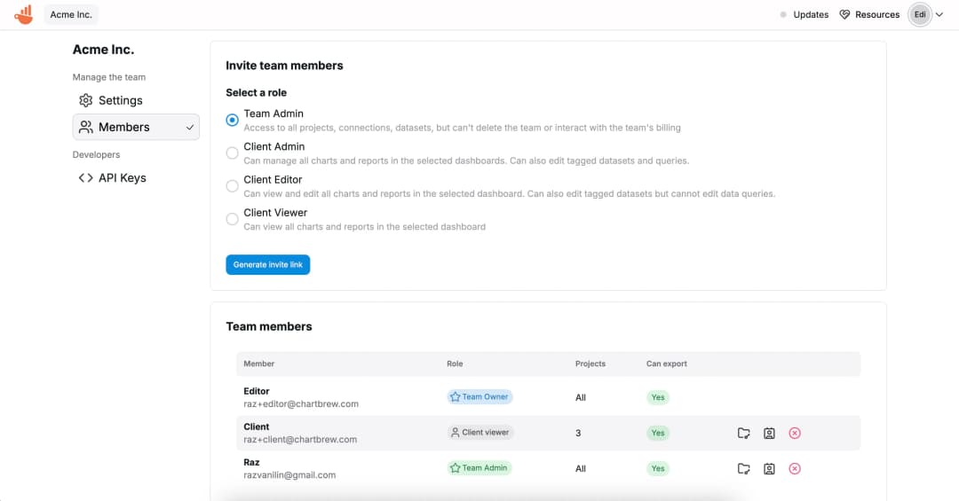 Client and account views