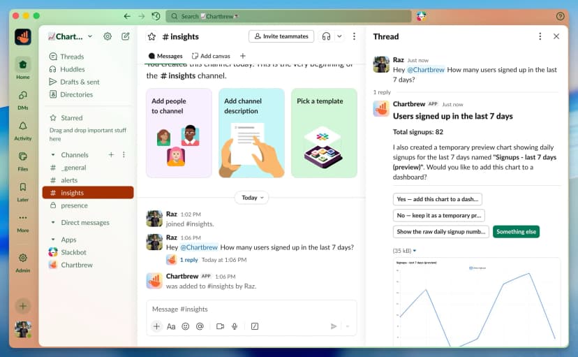 Chartbrew Slack assistant