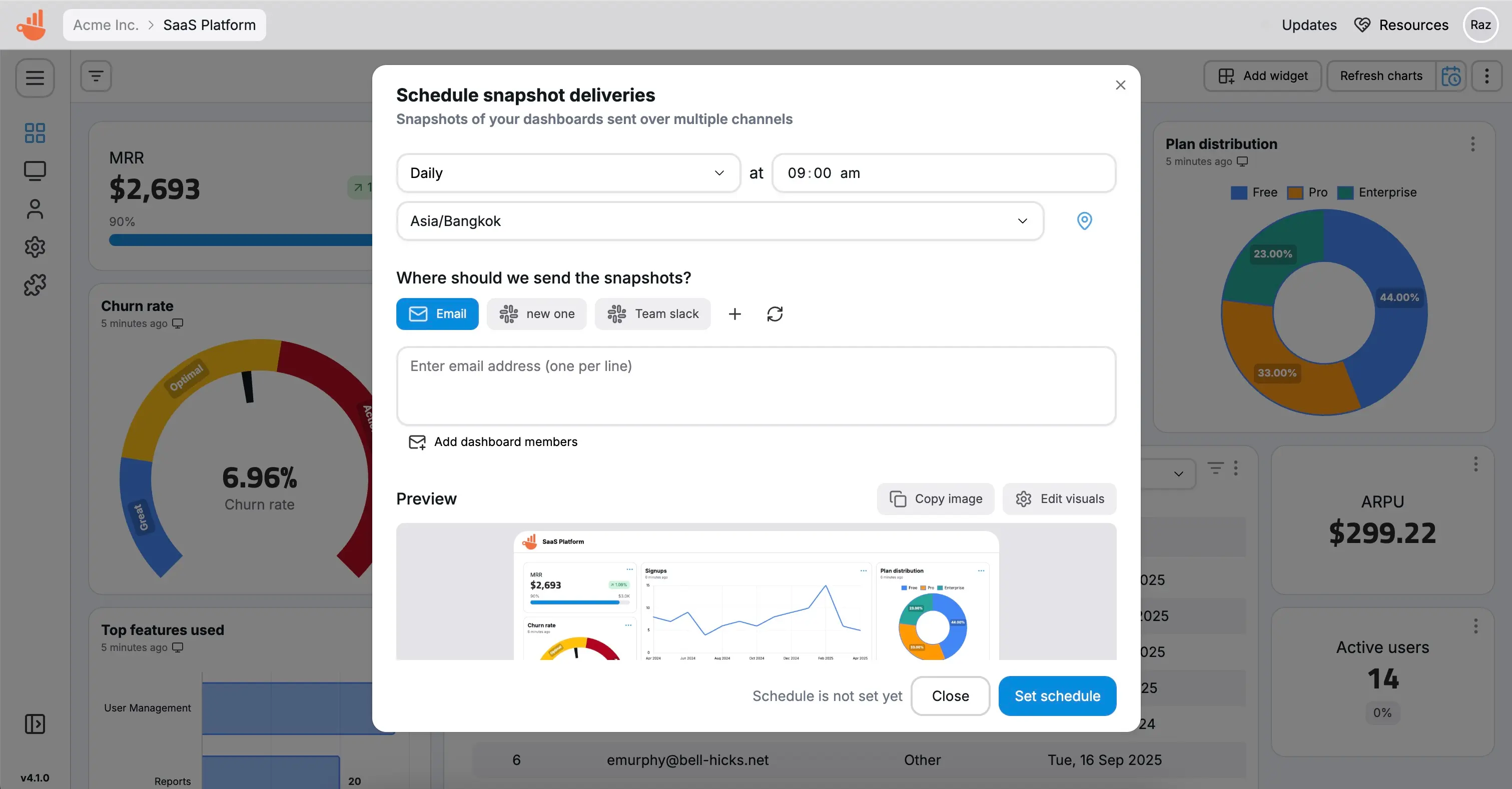 Scheduled reporting