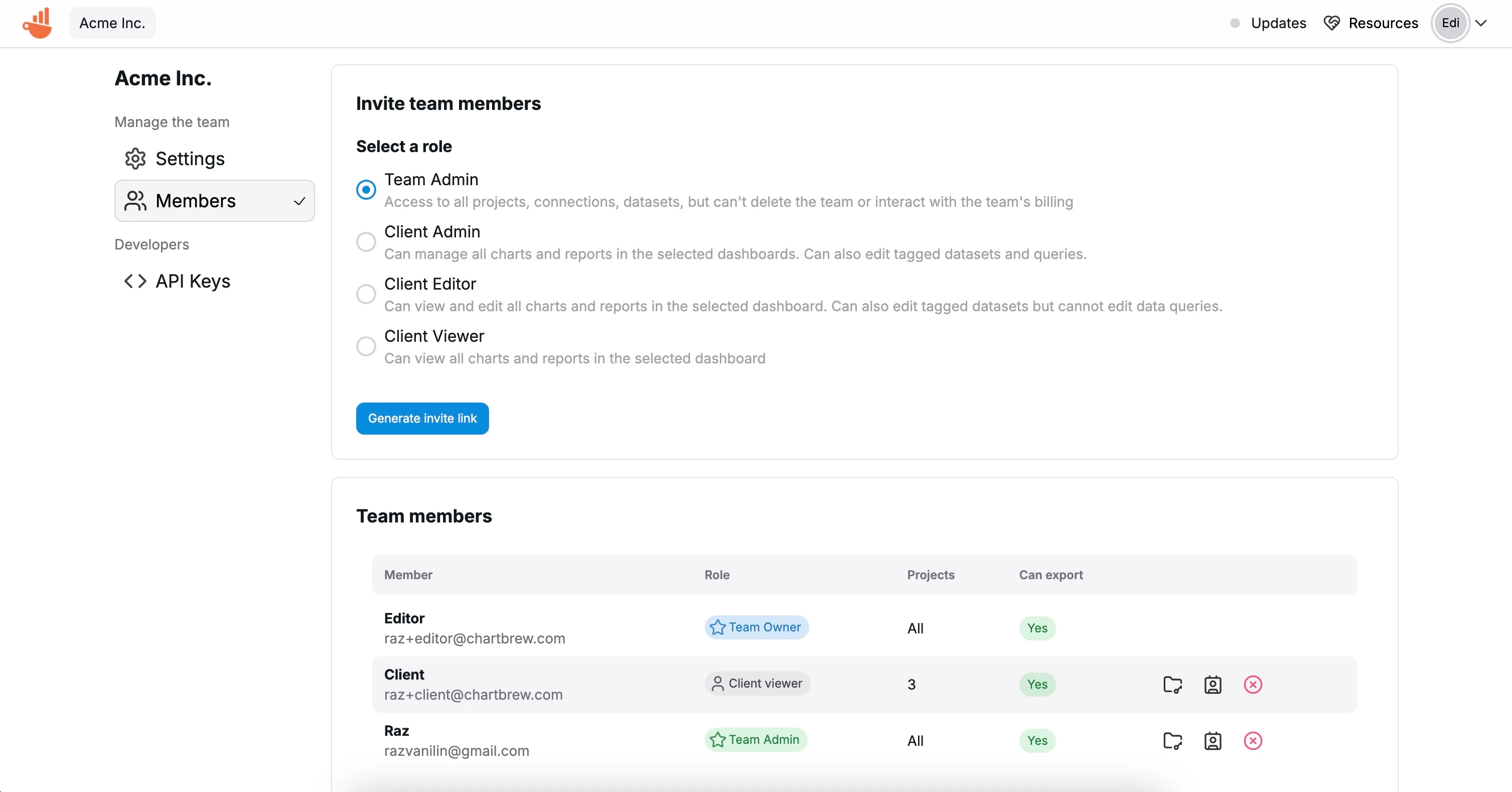 Client and account views