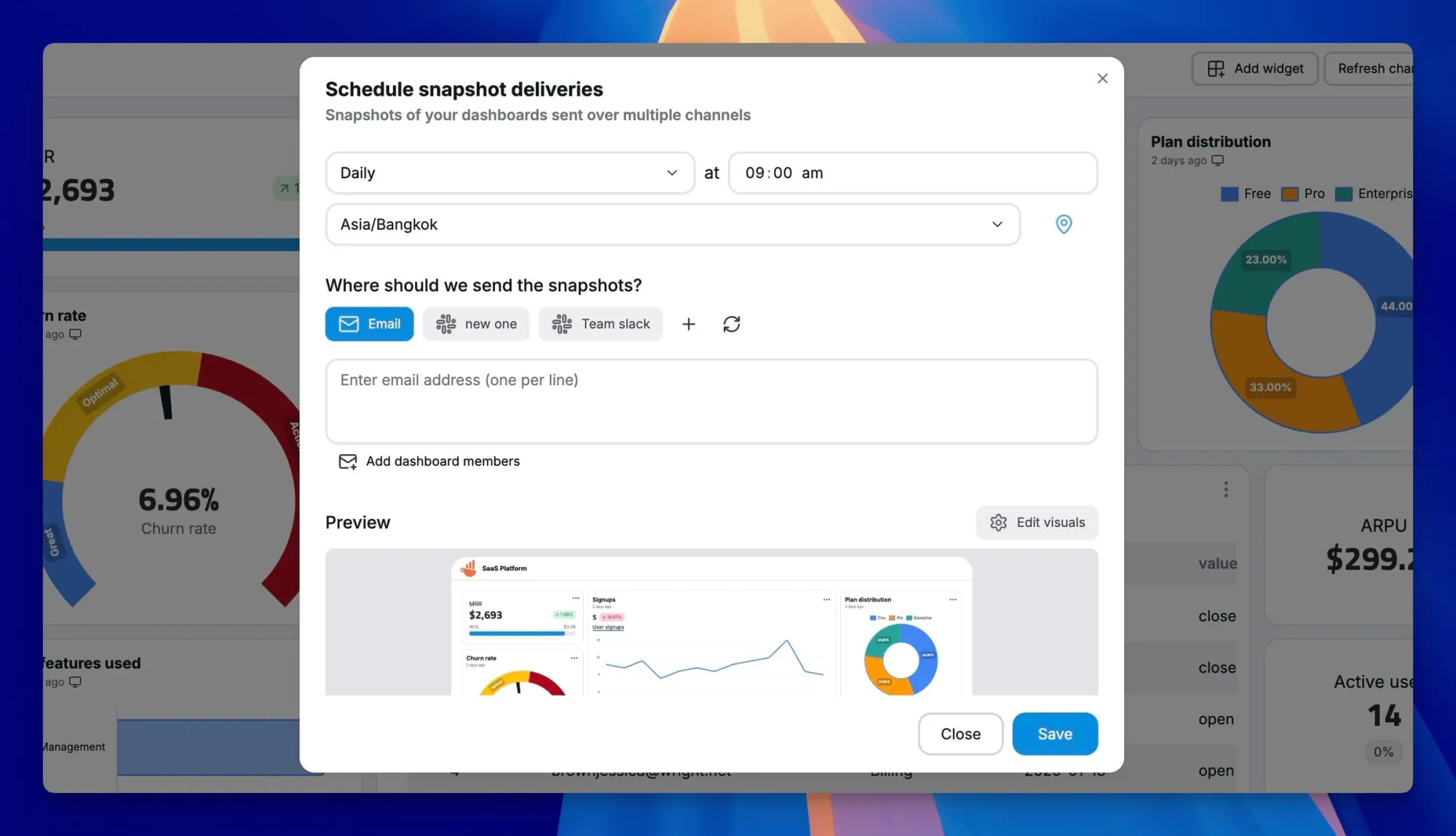 Chartbrew snapshots feature