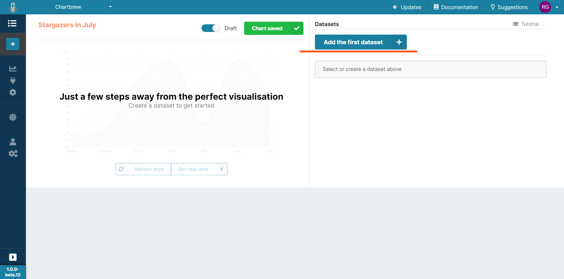 Adding a dataset in Chartbrew