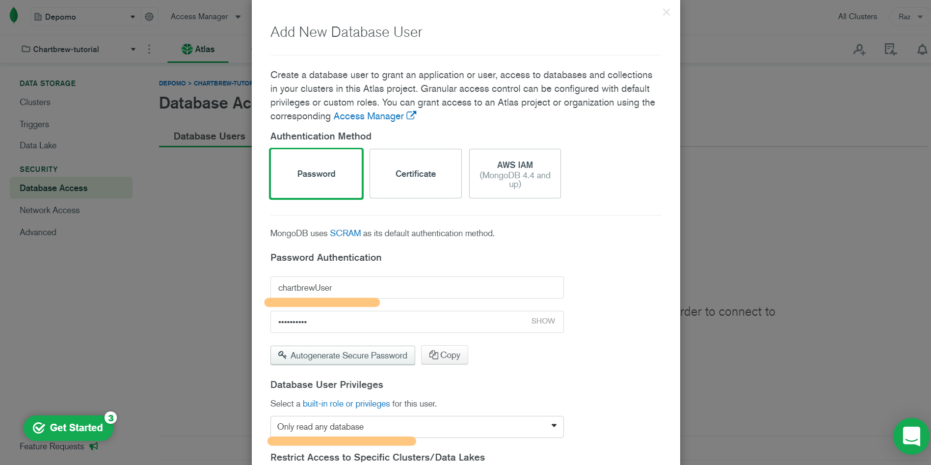 MongoDB to Chartbrew user