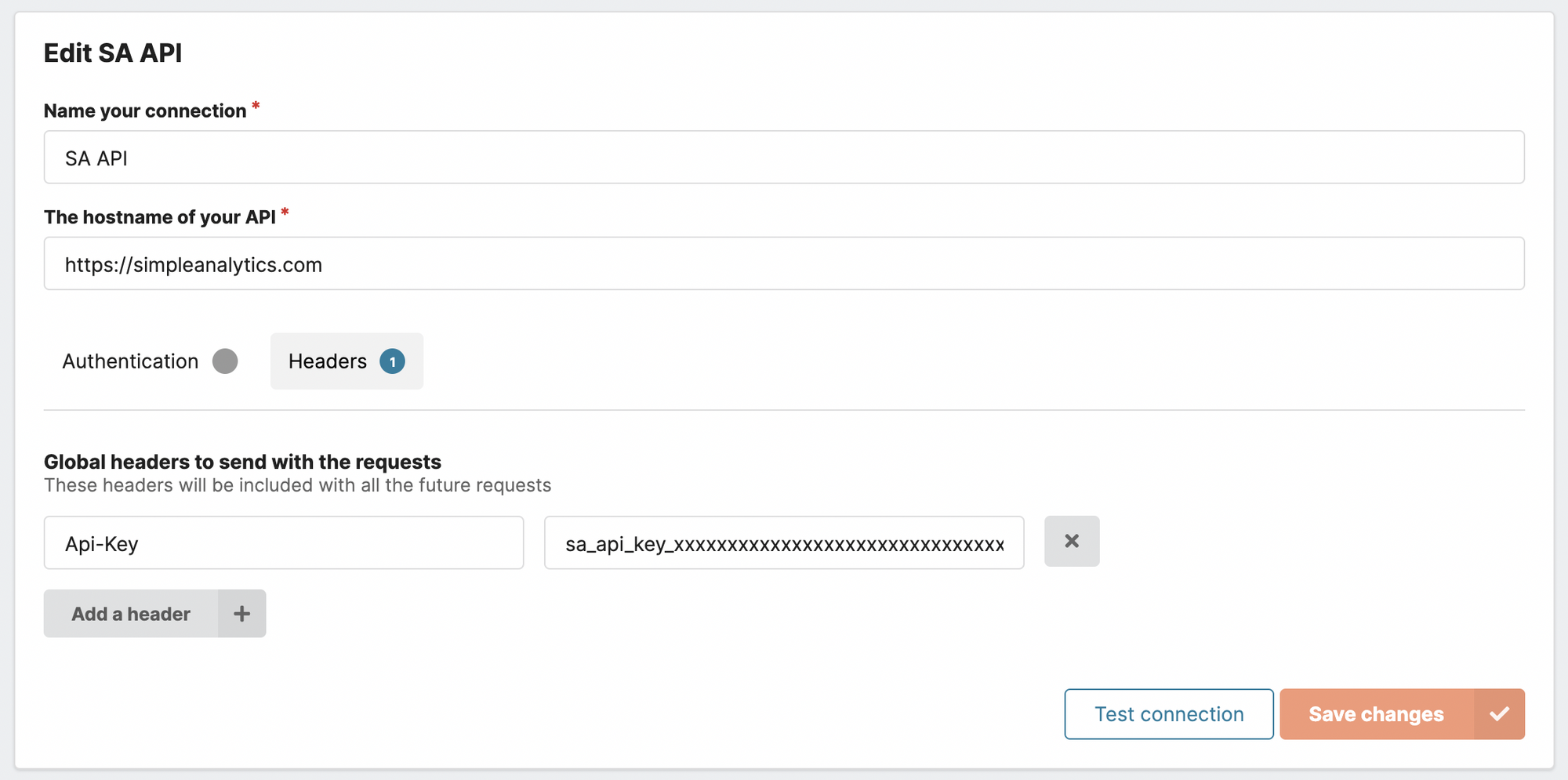 Simple Analytics connection or Chartbrew