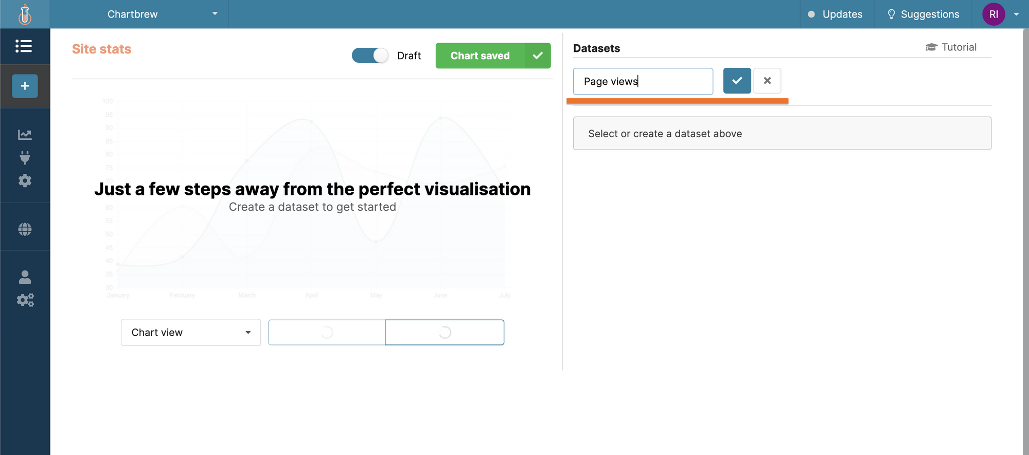 Simple Analytics chart in Chartbrew