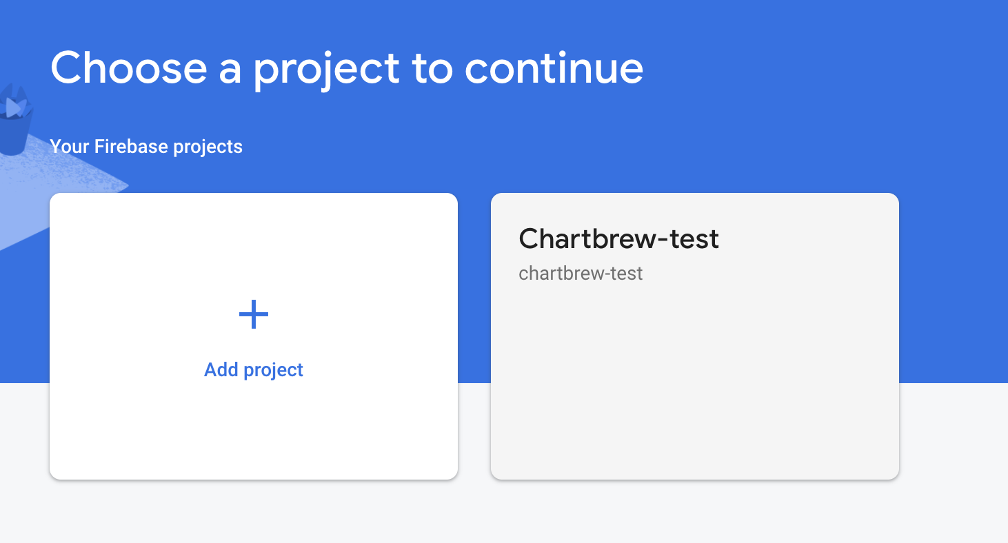 Firebase projects to connect to Chartbrew