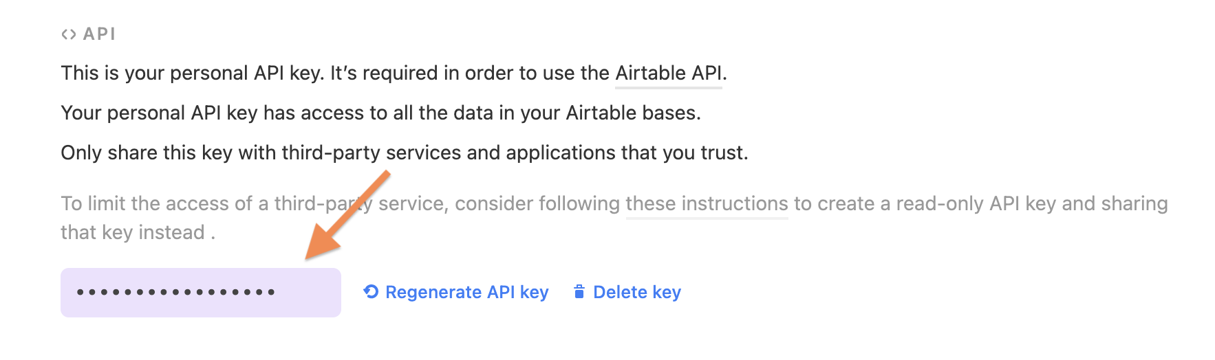 Airtable API key for connecting to Chartbrew