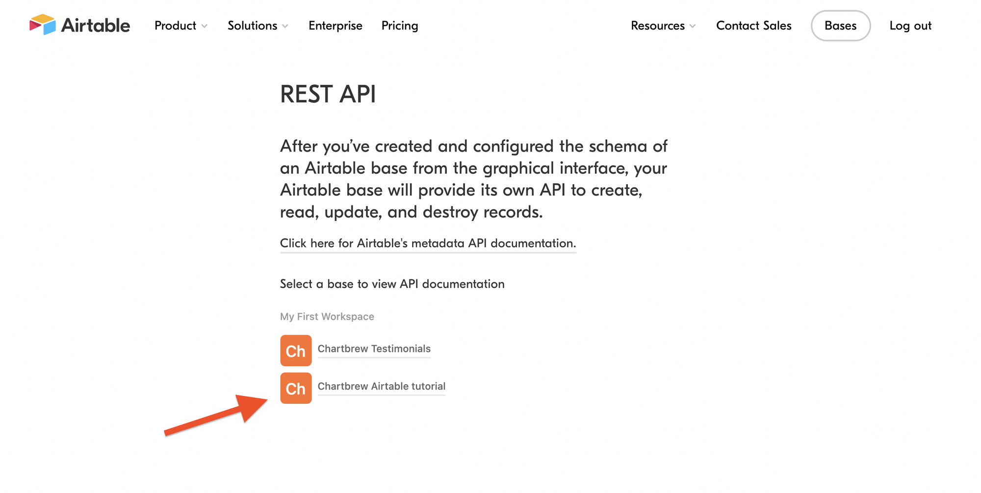 Preparing Airtable base for the Chartbrew integration