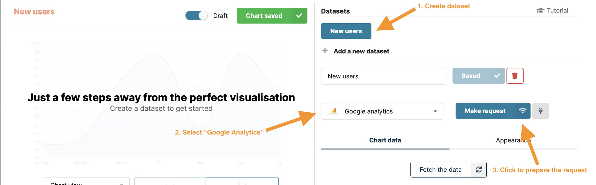 Create a new dataset in Chartbrew