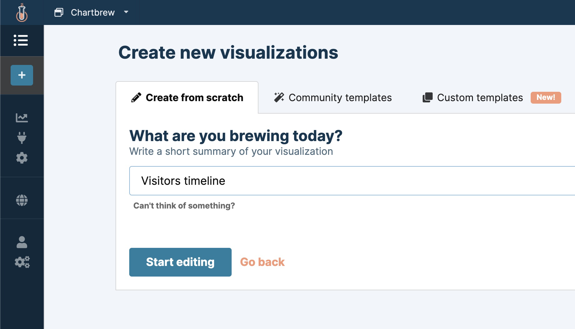 Creating a new chart in Chartbrew