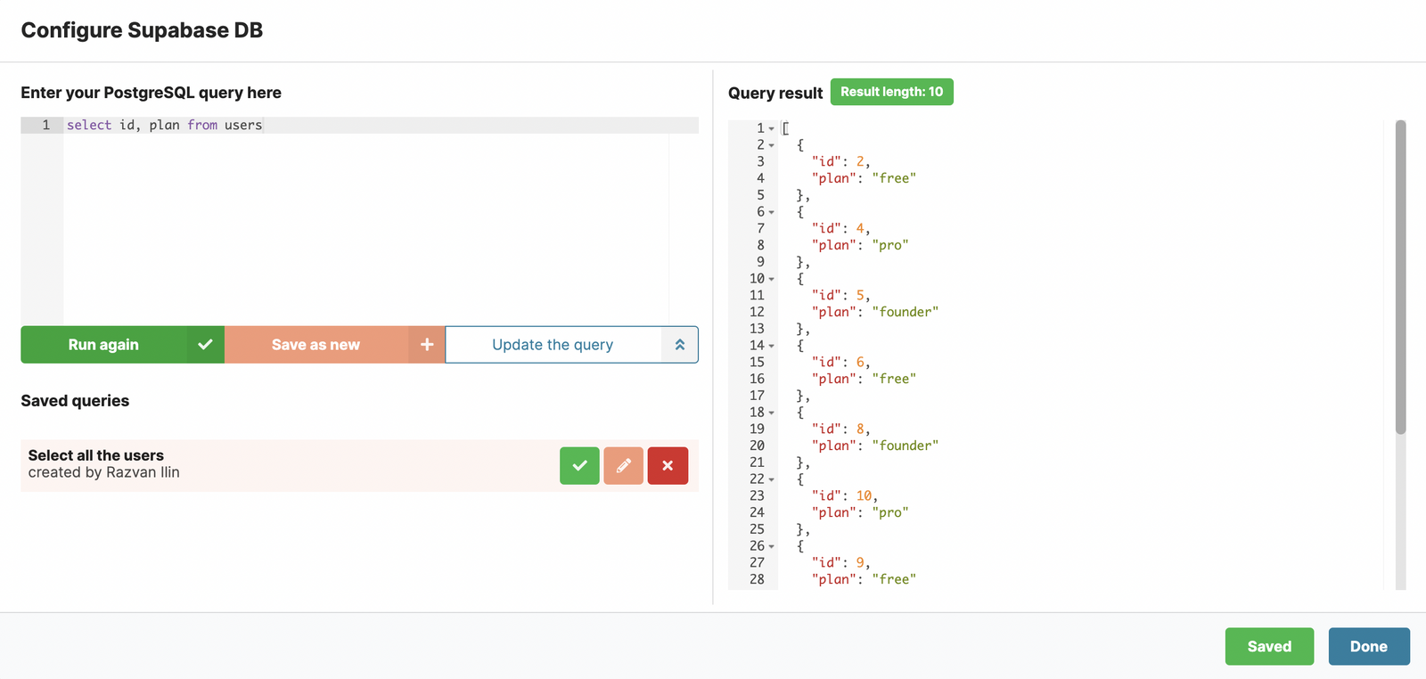 PostgreSQL query in Chartbrew