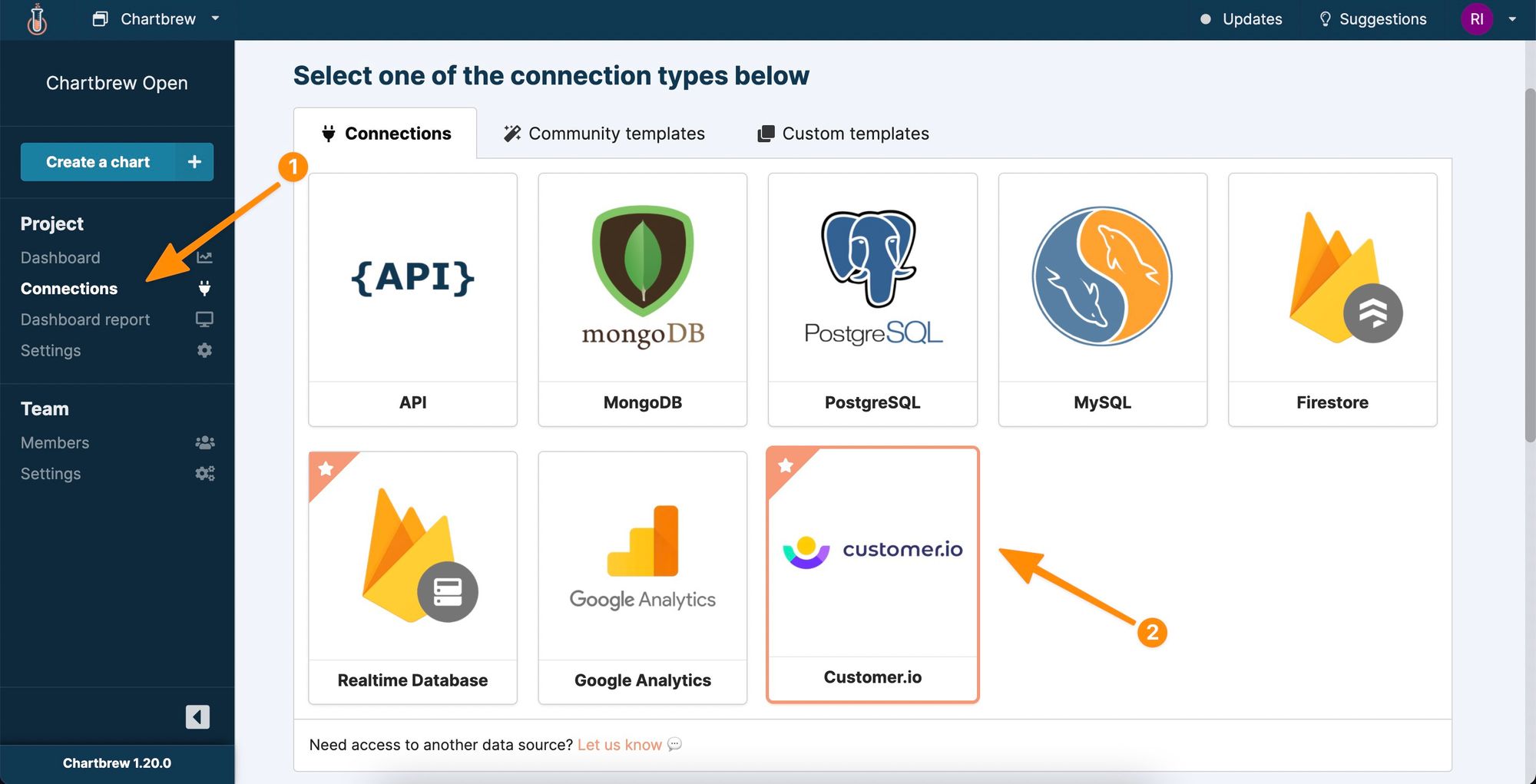 Connecting Chartbrew with Customer.io