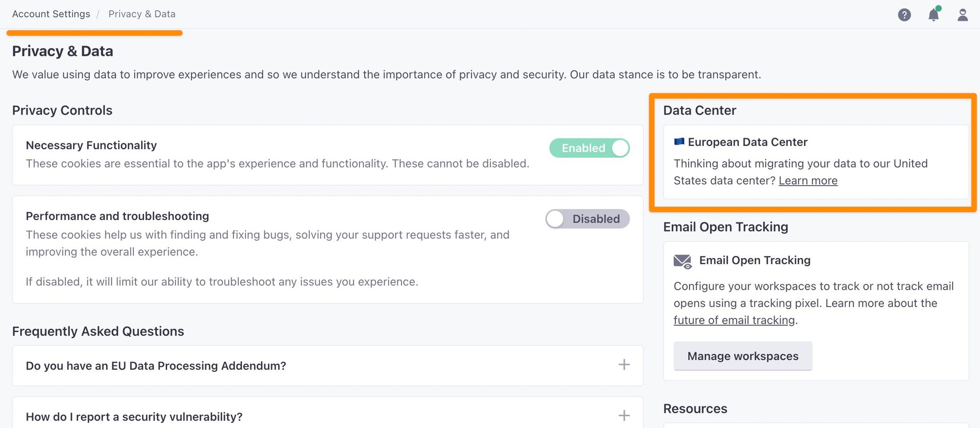 Finding out the region where the data is stored in Customer.io