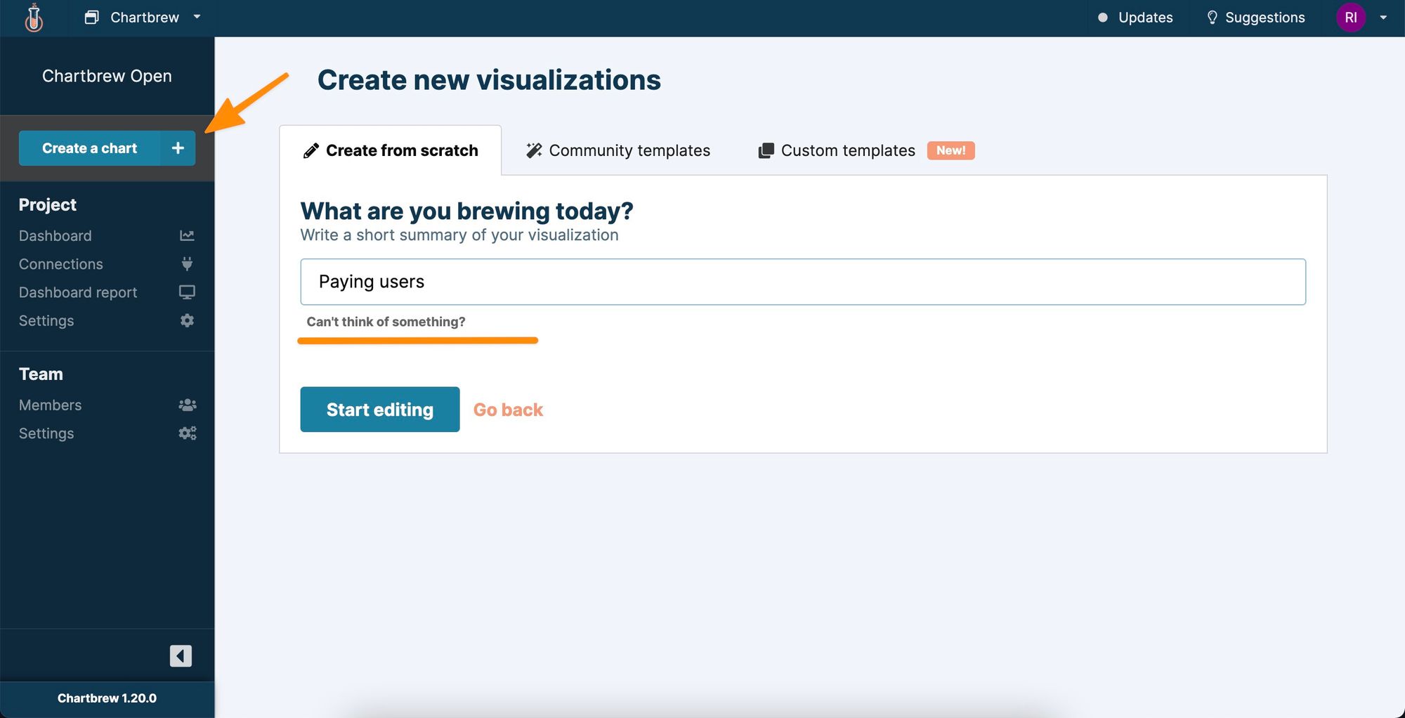 Creating a customer.io chart in Chartbrew