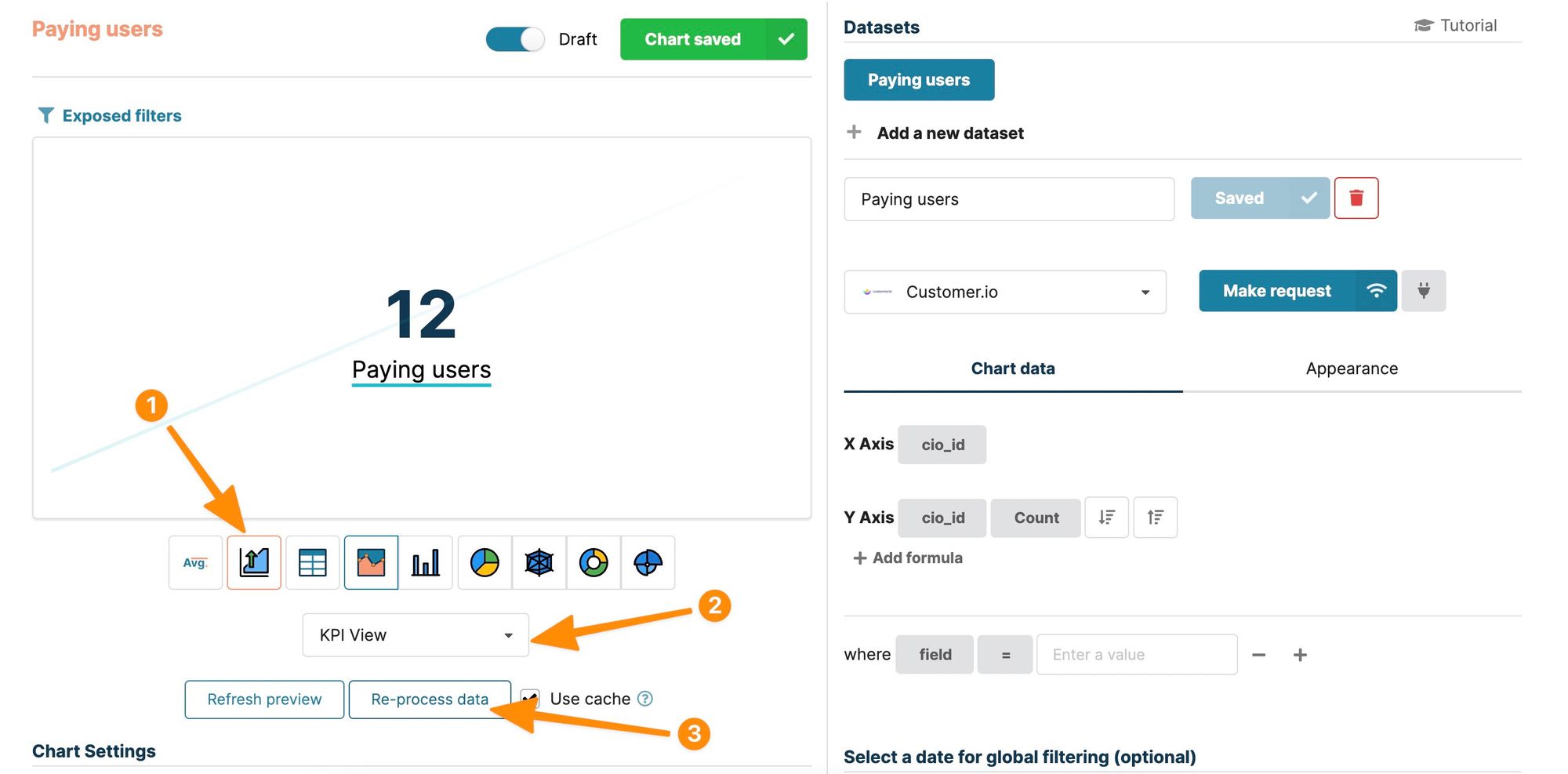 Configuring customer.io chart in Chartbrew