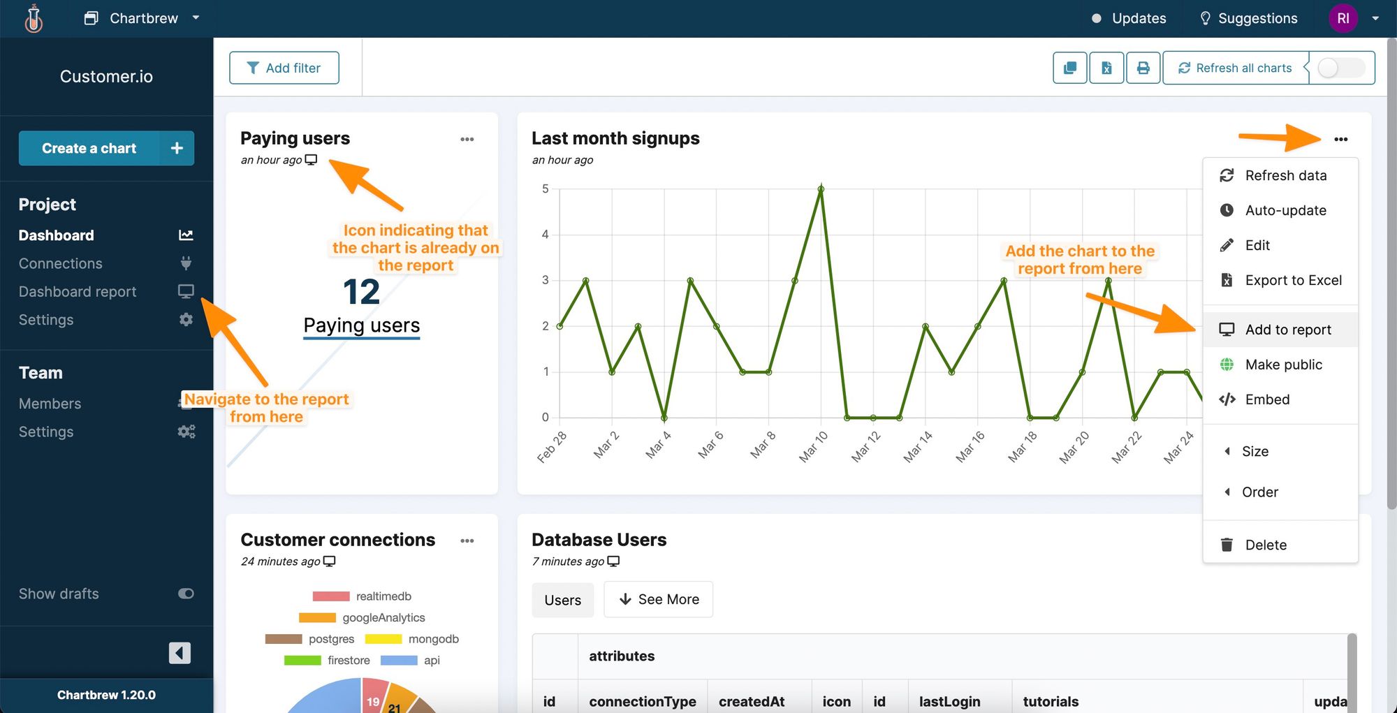 Creating a Customer.io client report in Chartbrew