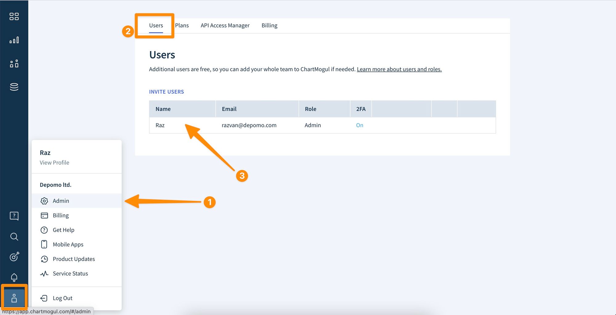 Selecting ChartMogul user credentials for Chartbrew