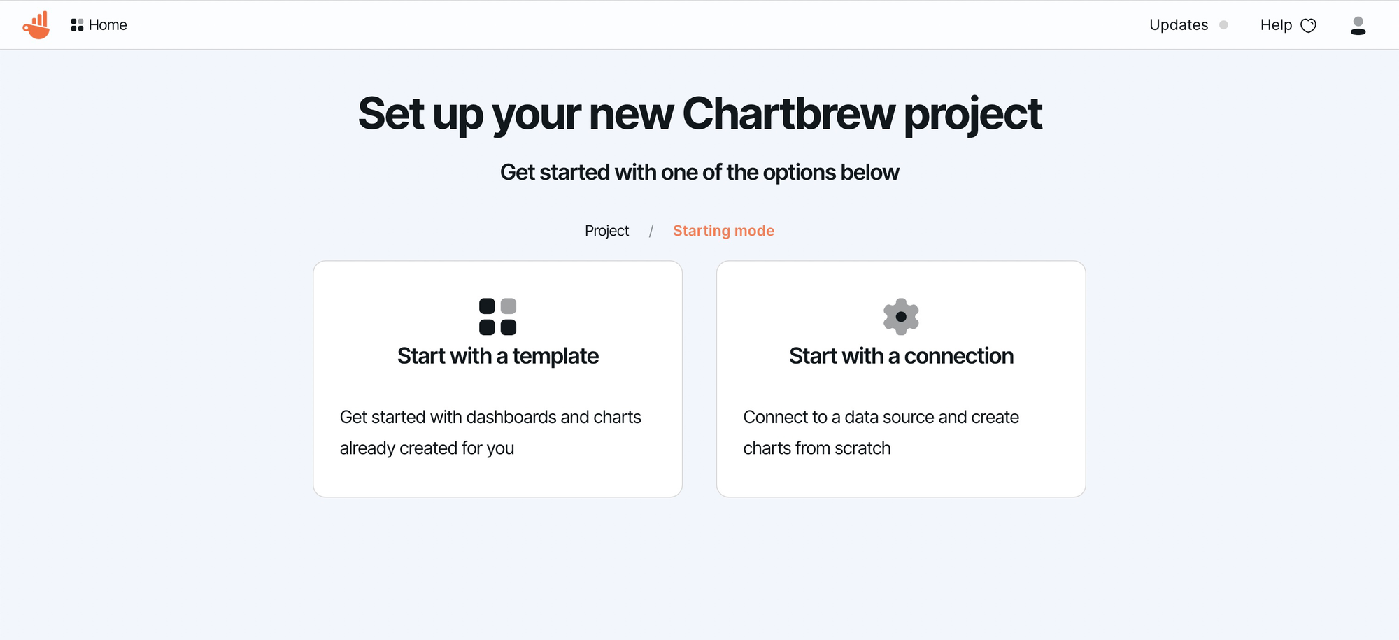 Onboarding starting mode in Chartbrew