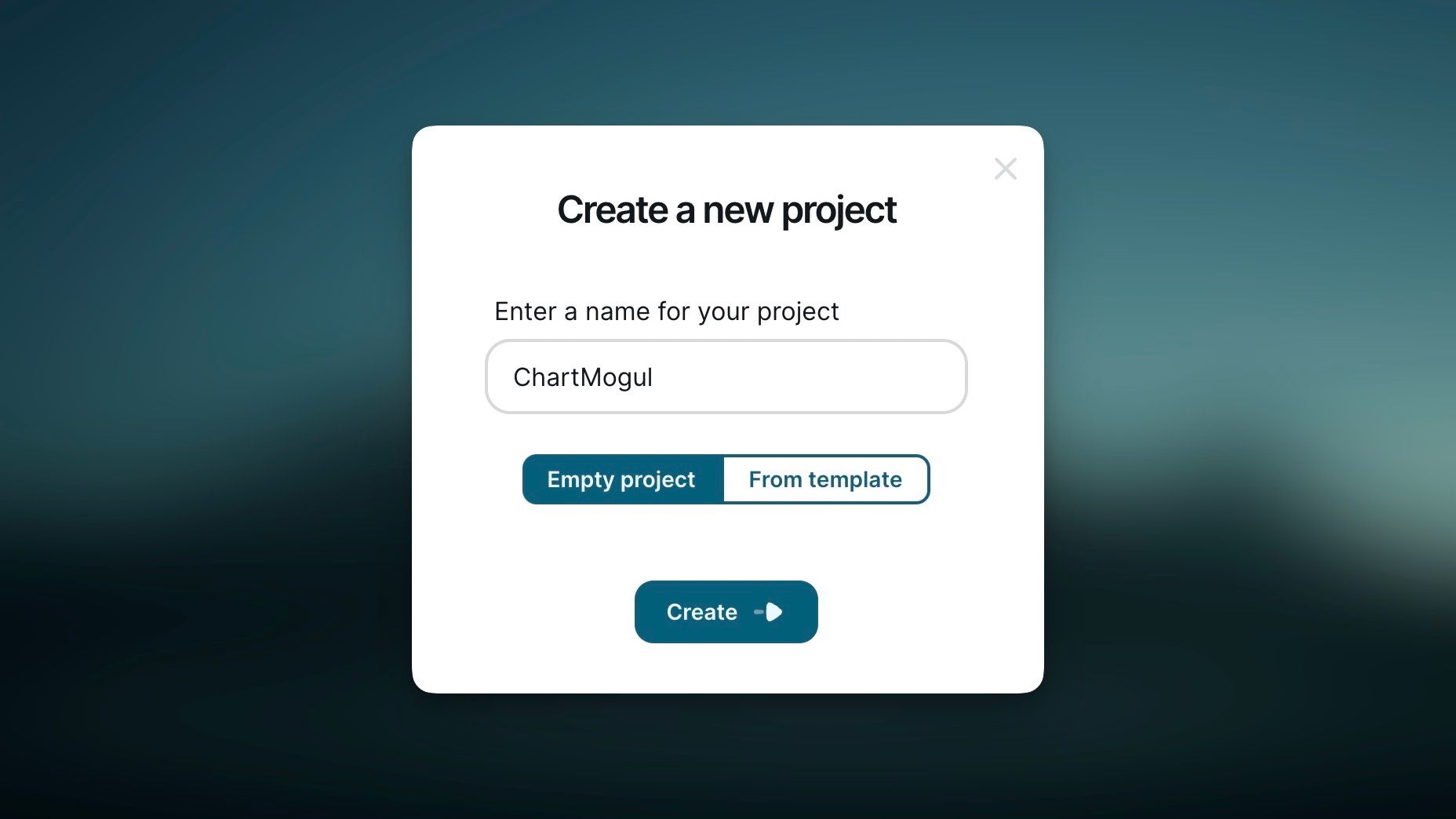 Creating a new project in Chartbrew
