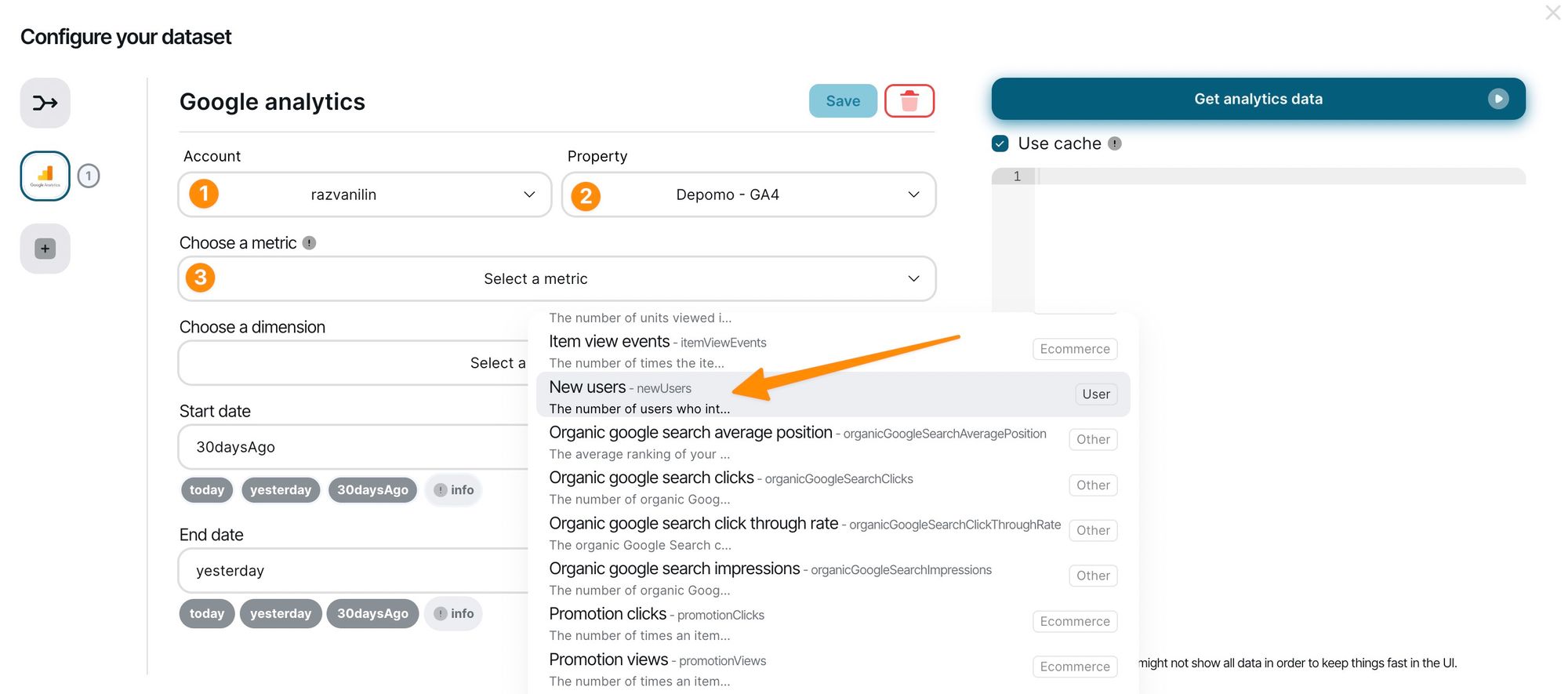 Integrate Google Analytics (GA4) with your Chartbrew dashboards