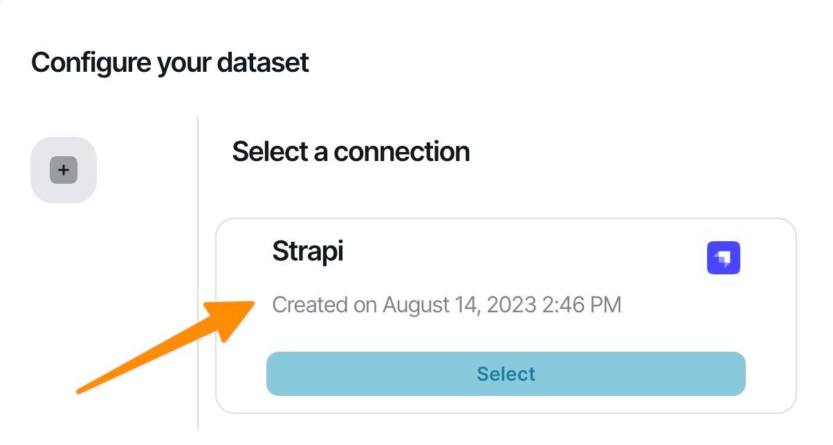Selecting the Strapi connection in Chartbrew