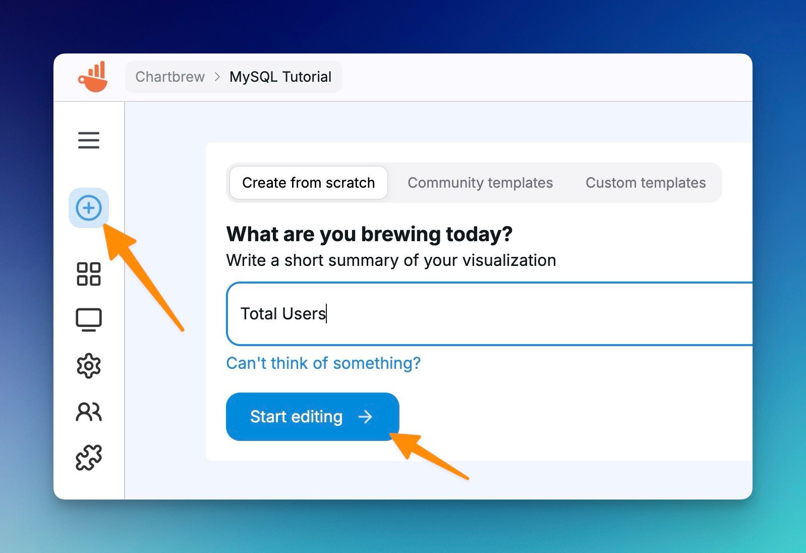 Creating a new MySQL chart in Chartbrew