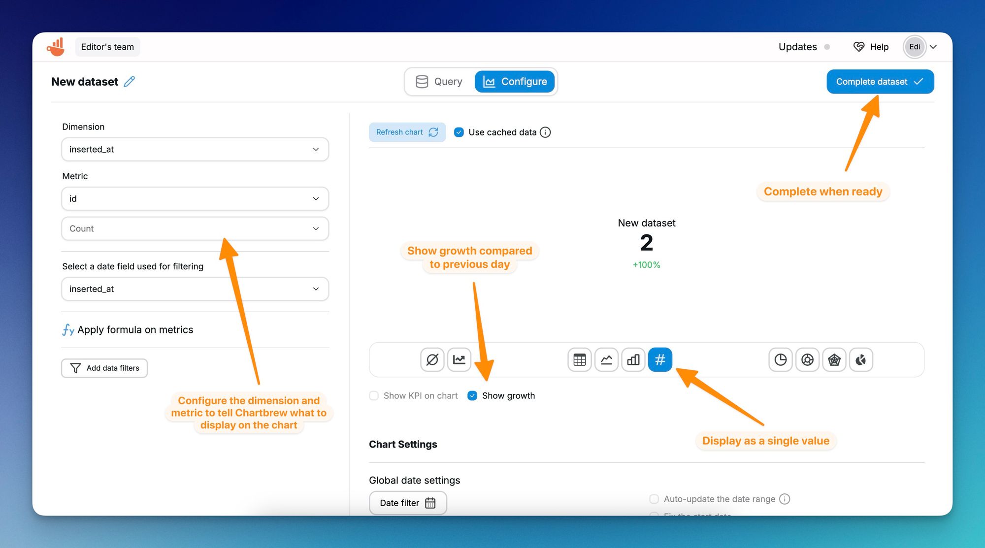 Connect and visualize your Supabase Database with Chartbrew