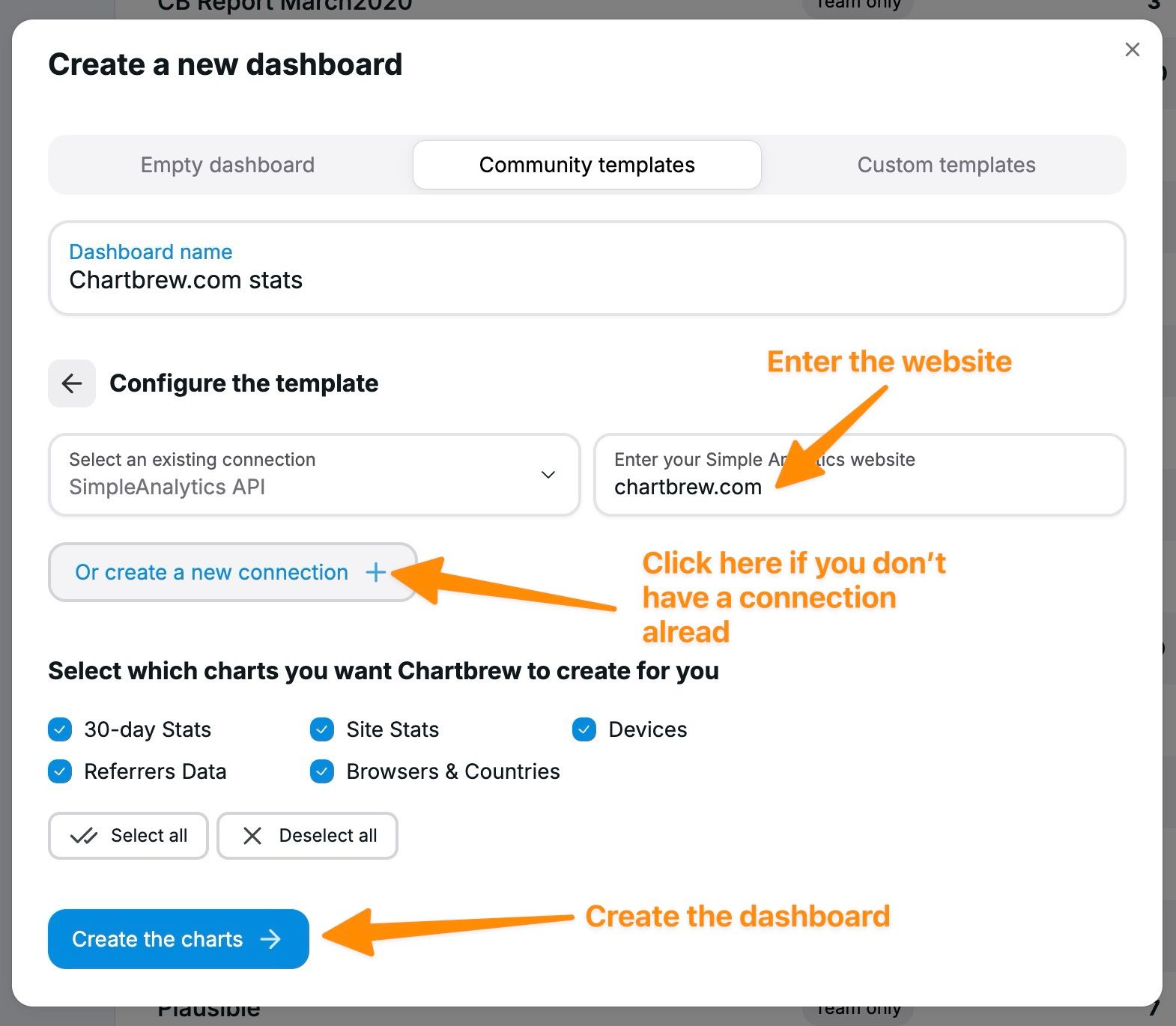 Configure the Simple Analytics template