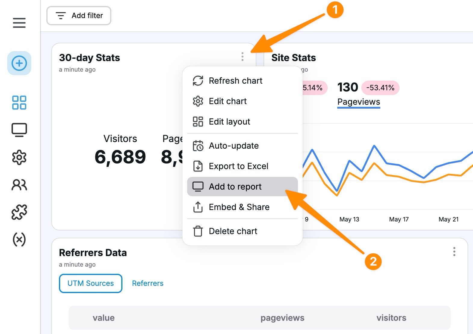 Adding charts to a report in Chartbrew