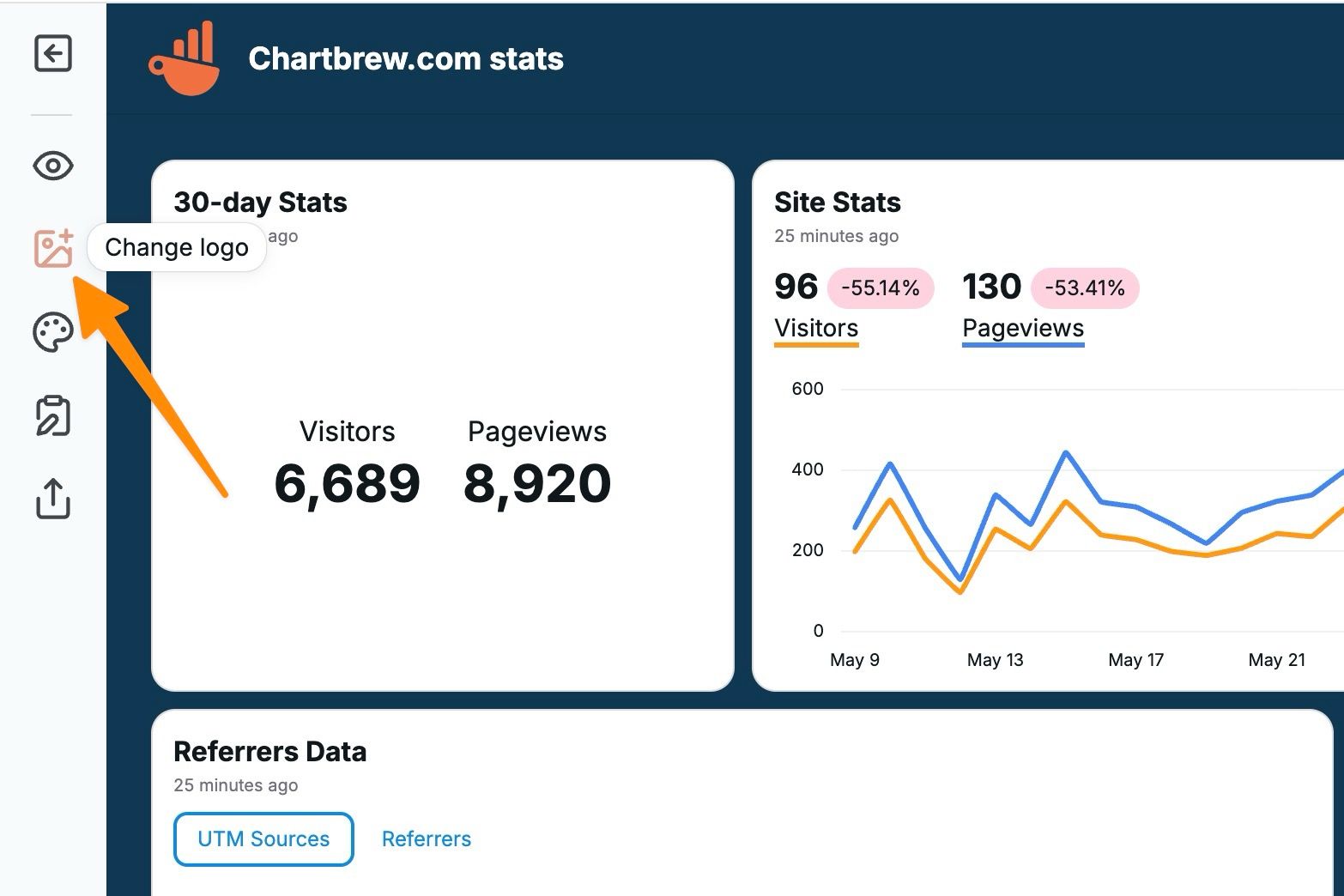 Changing the report logo in Chartbrew