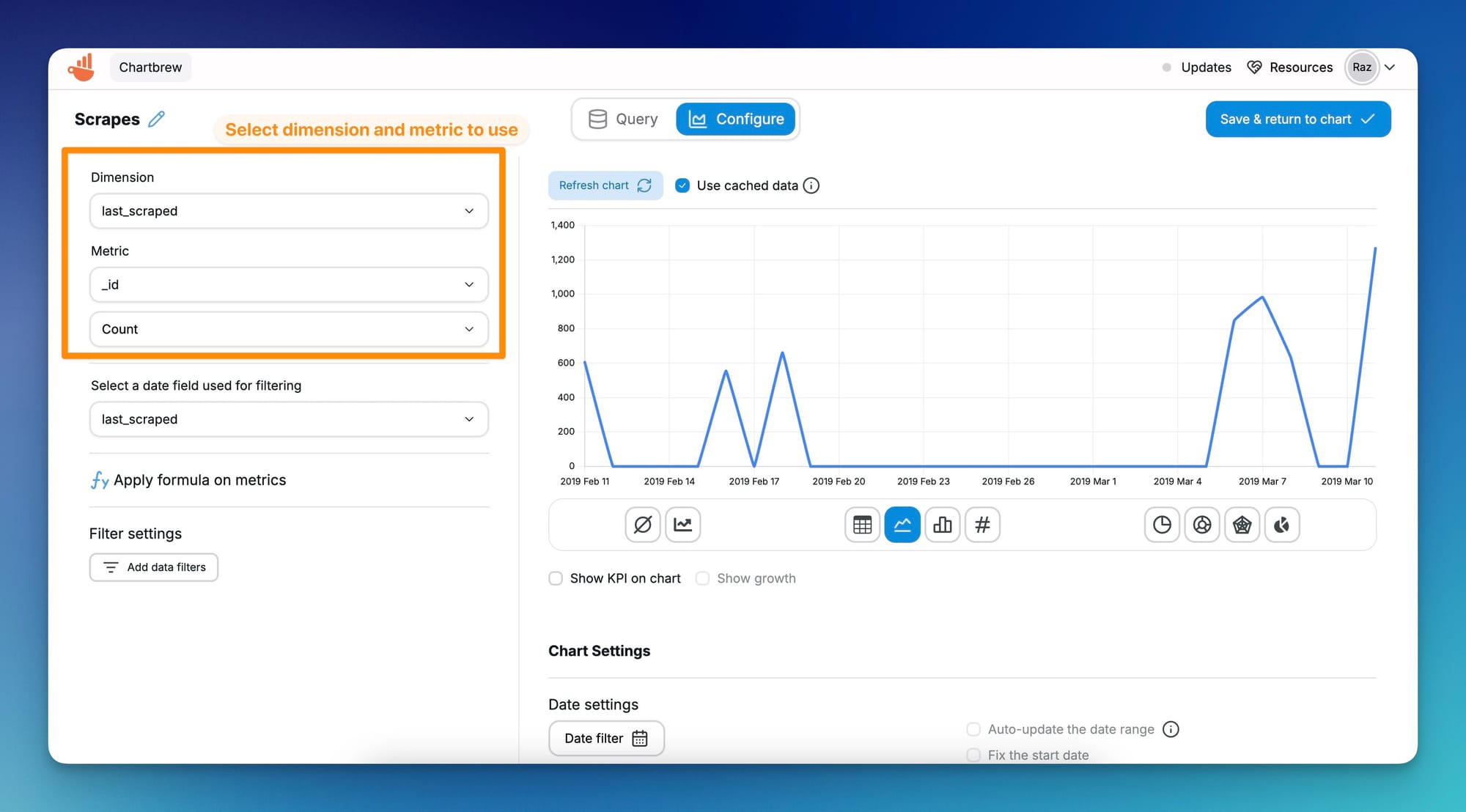 Visualizing MongoDB data in Chartbrew