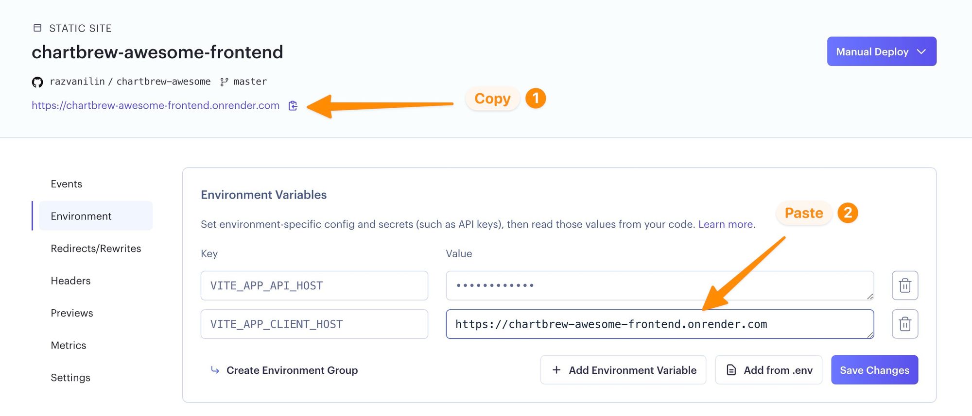 Adding the Chartbrew client front end variable