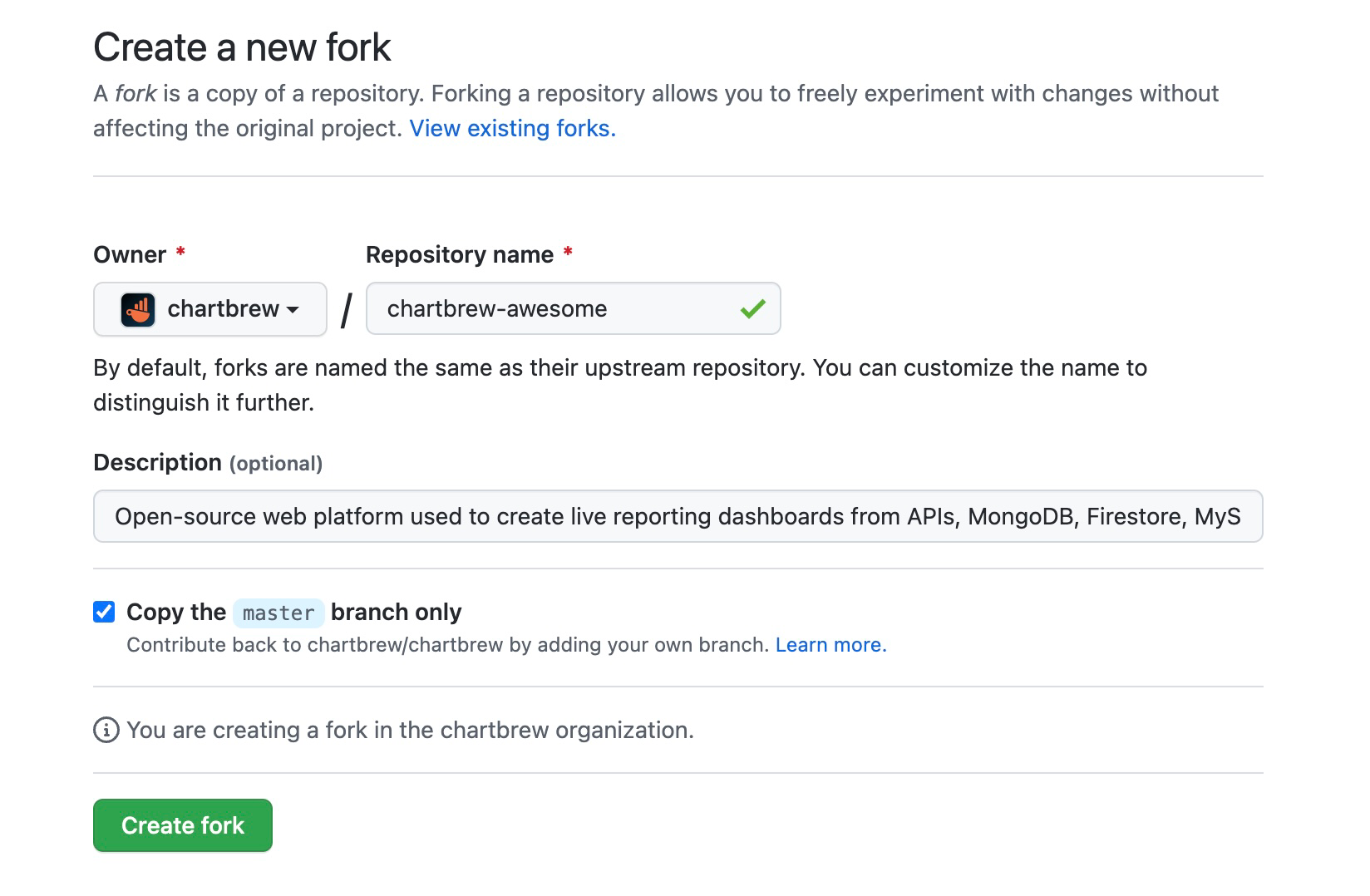 Forking Chartbrew from GiHub