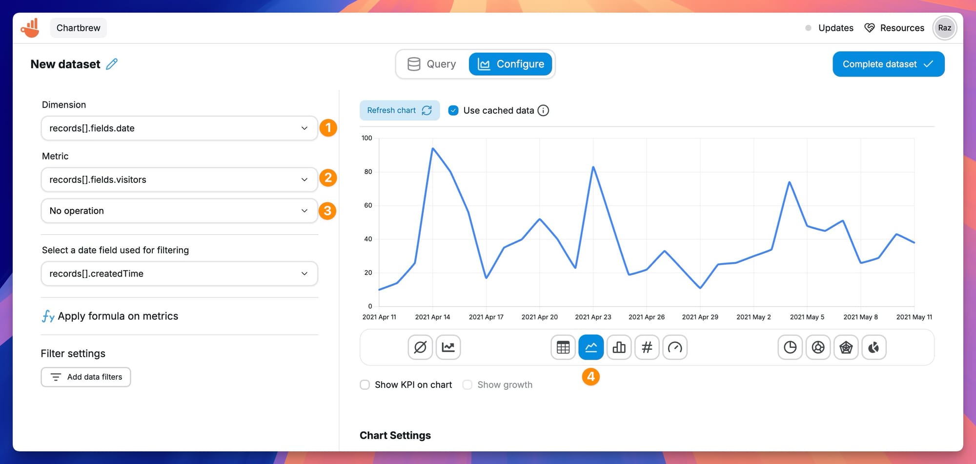 Plotting Airtable data in a line chart in Chartbrew